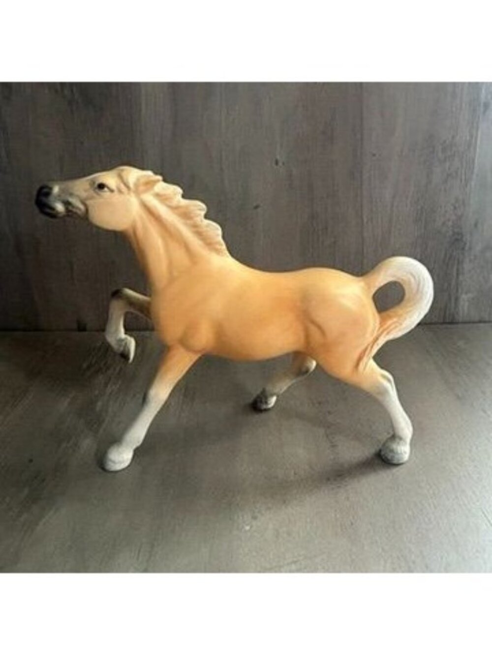 Vintage Ceramic Palomino Horse Figurine 8" Long 5" Tall Prancing Collectible